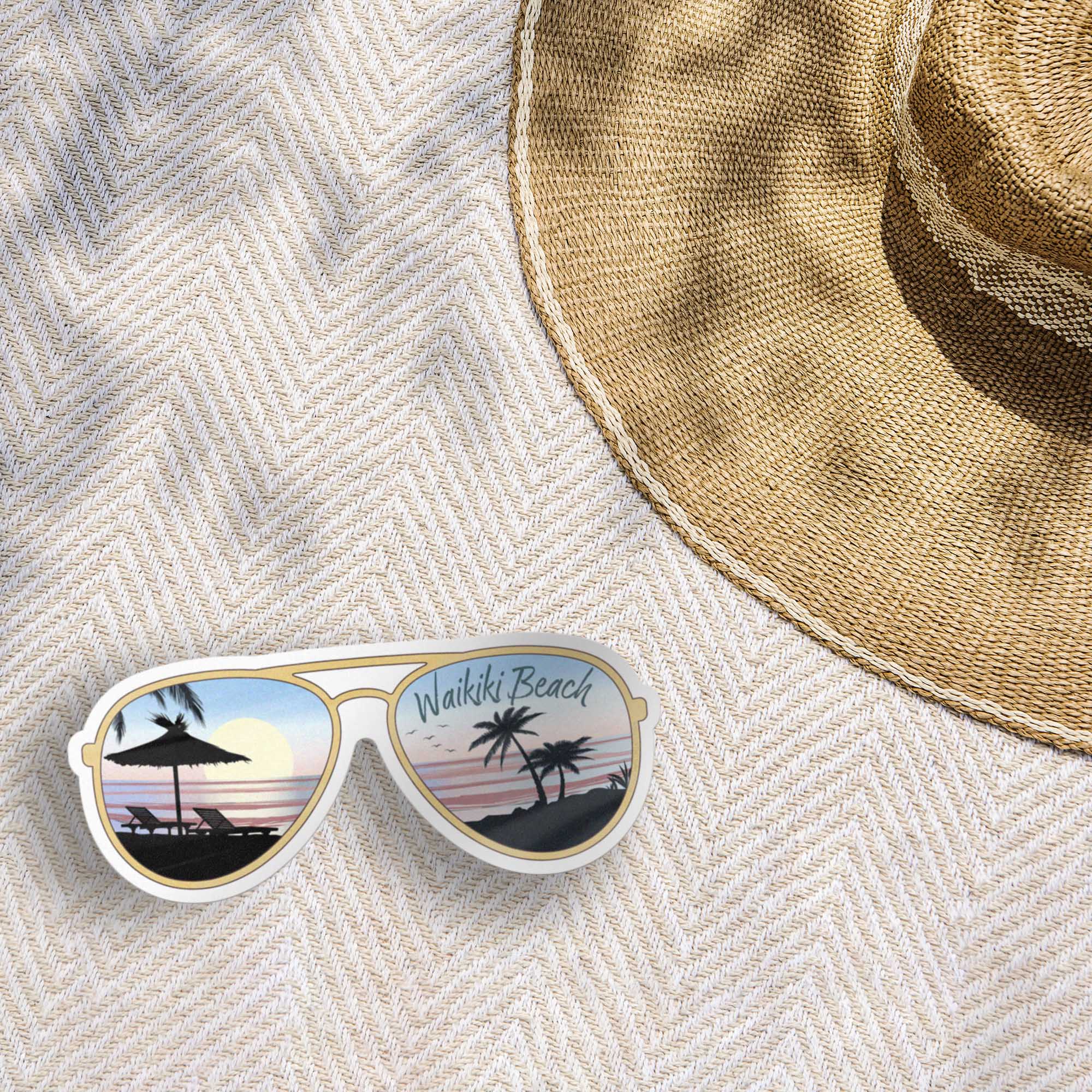 Waikiki Beach Honolulu Hawaii Sunglasses Sticker