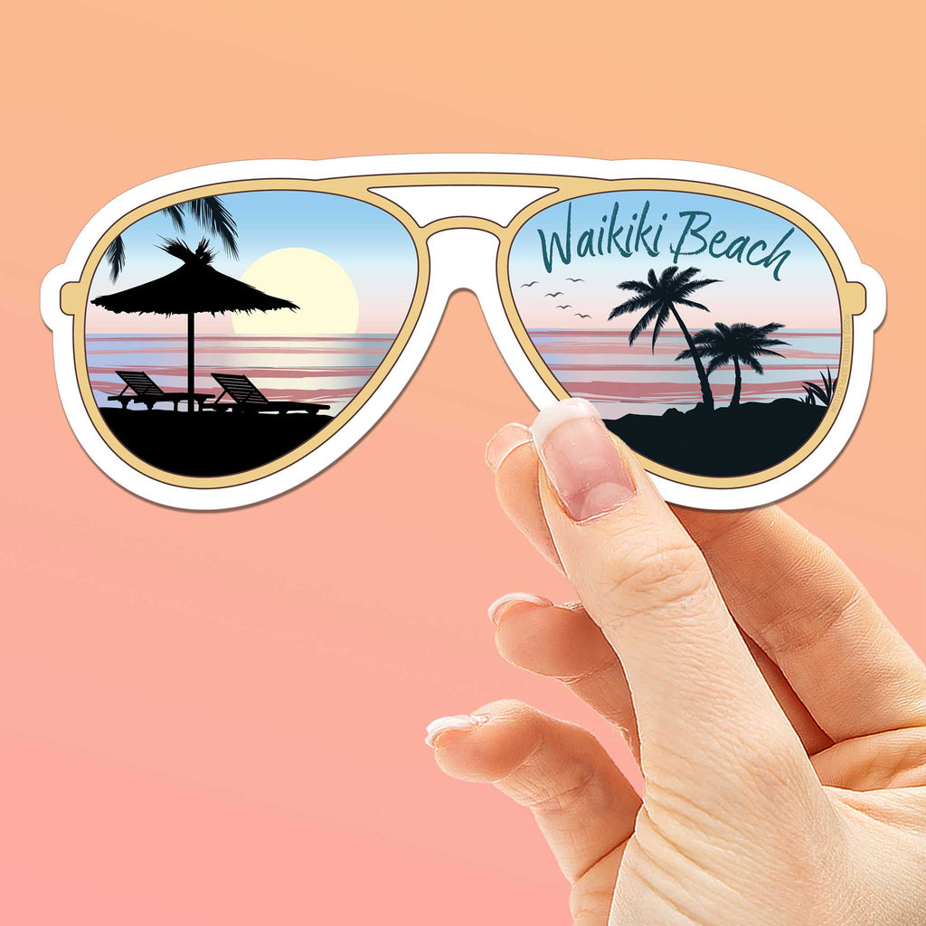 Waikiki Beach Honolulu Hawaii Sunglasses Sticker