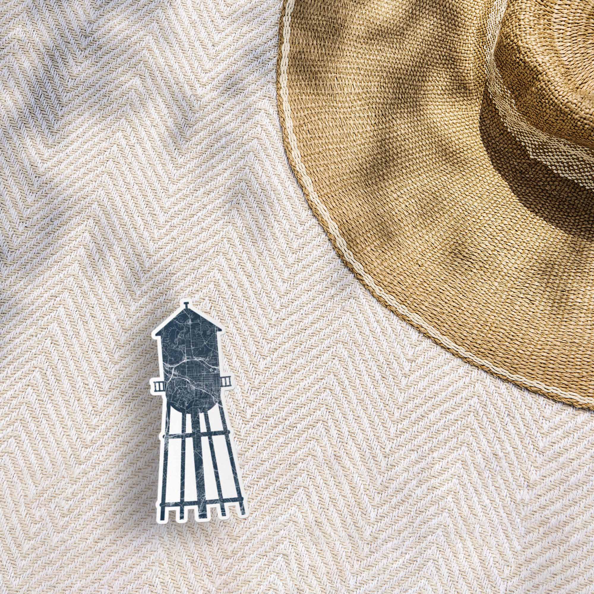 Blue Water Tower Durham North Carolina Map Sticker - Cool NC Decal