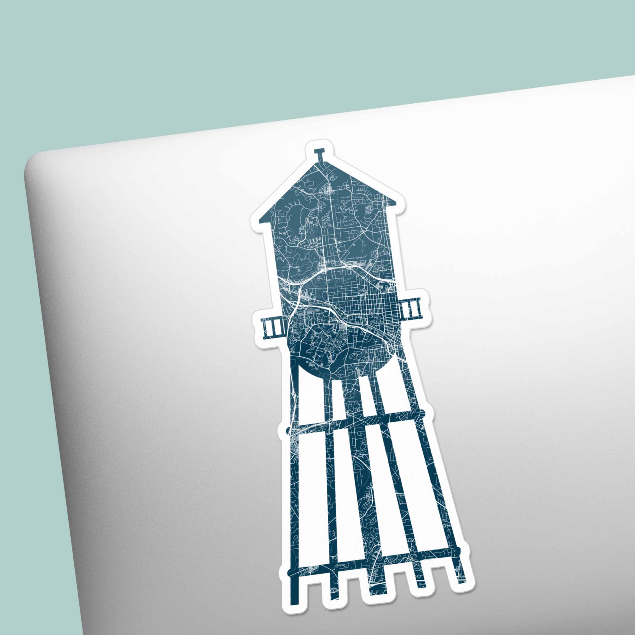 Blue Water Tower Durham North Carolina Map Sticker - Cool NC Decal