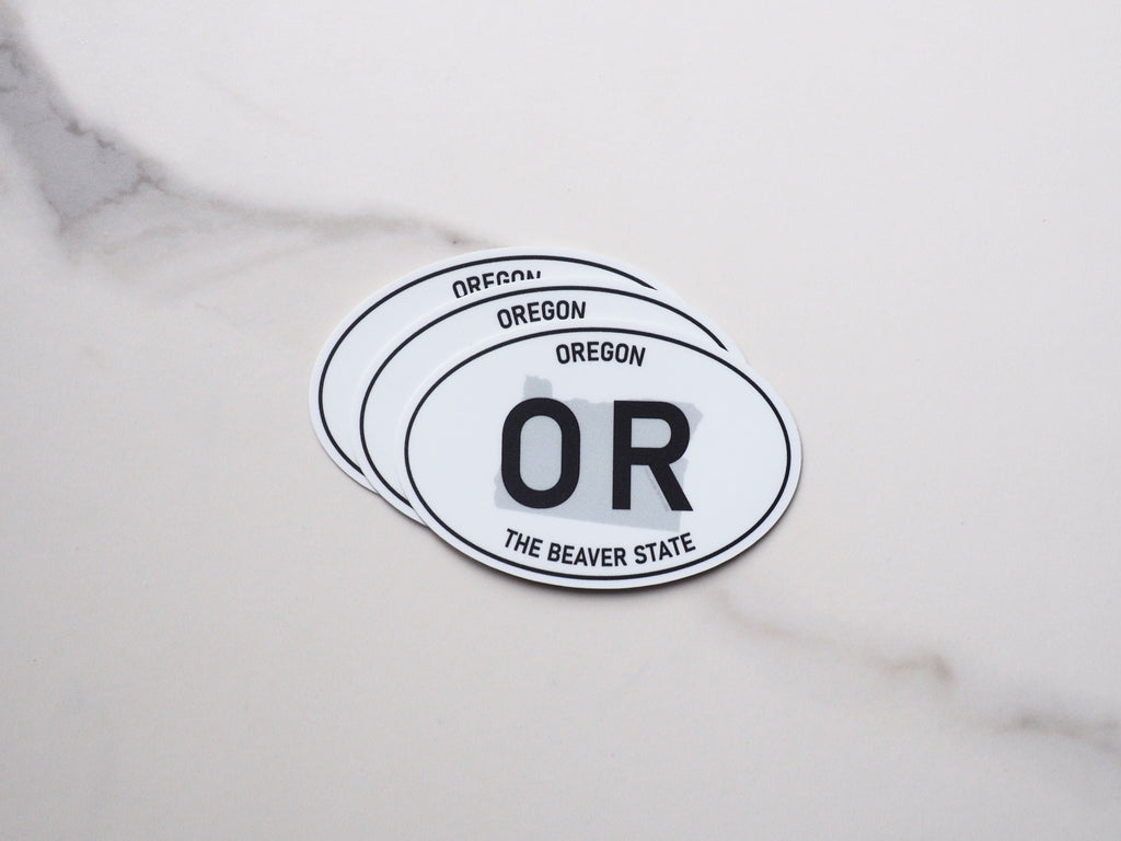 Oregon White Oval Bumper Sticker