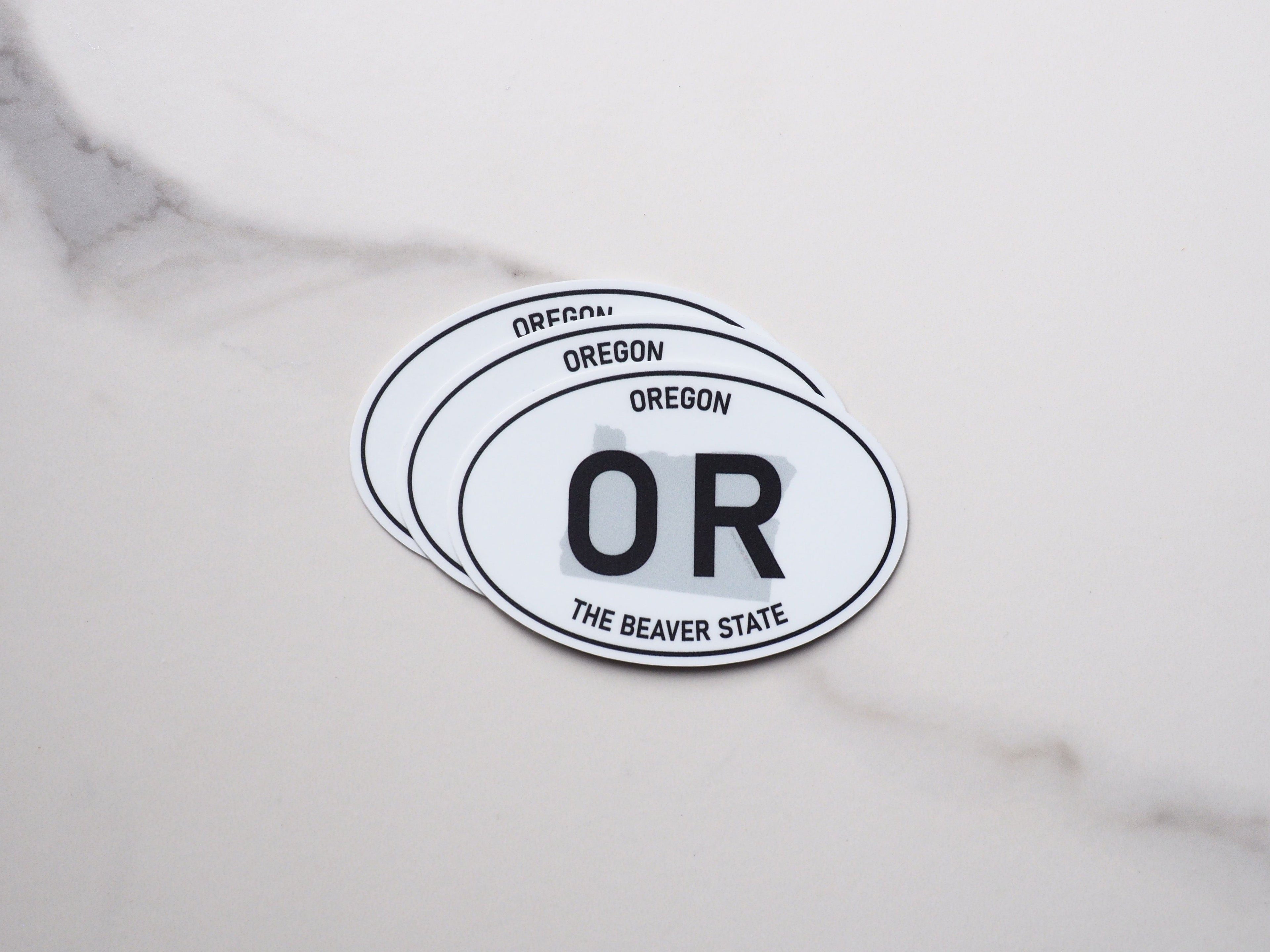 Oregon White Oval Bumper Sticker