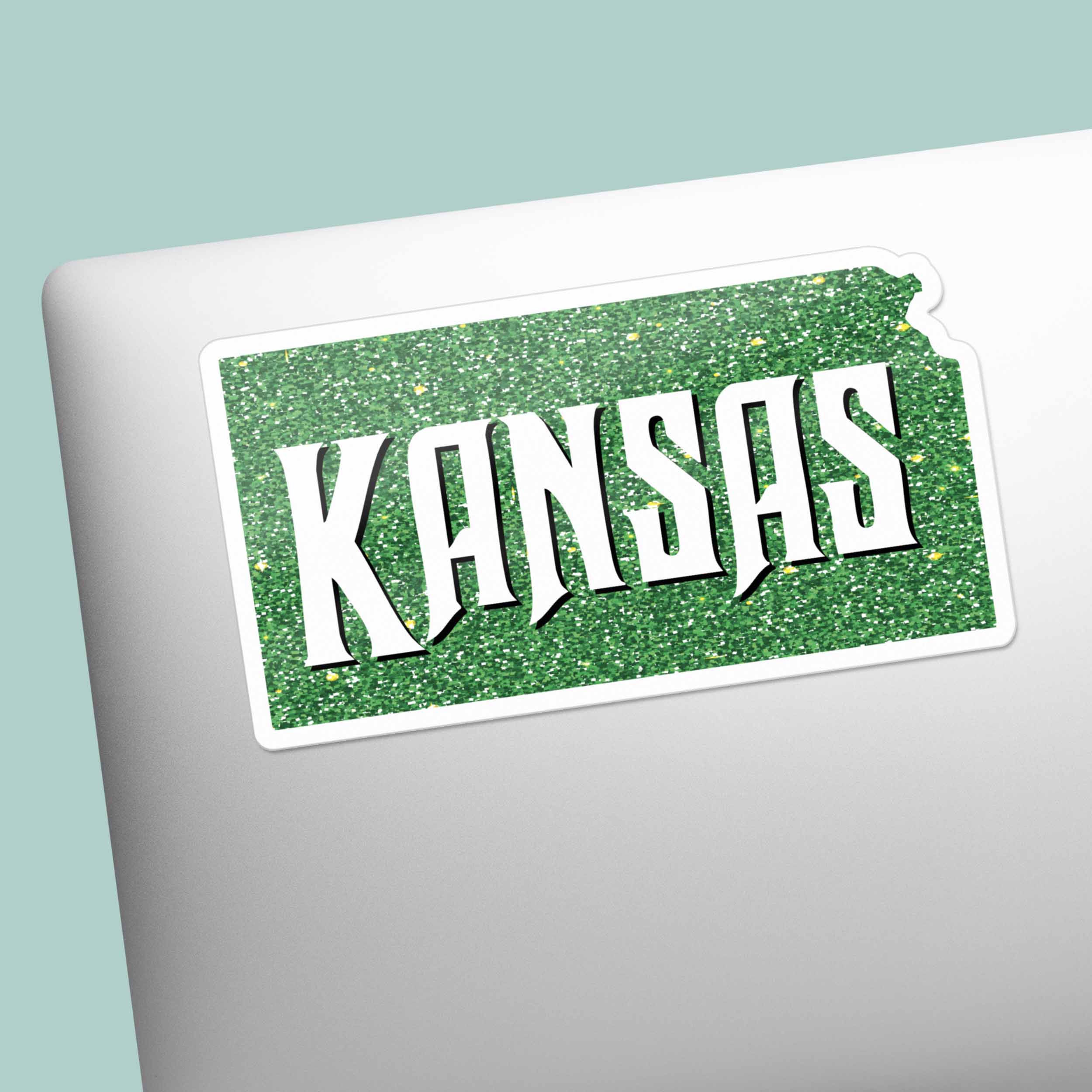 Green Glitter Kansas Musical Movie Sticker for Water Bottle