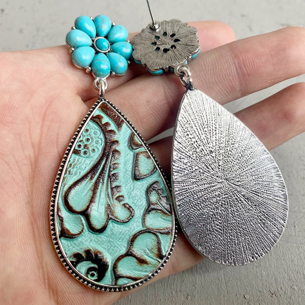Turquoise Flower Teardrop Earrings - 3 Styles