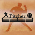 Baseball Pitcher Medal Hanger - Personalized Medal Display Rack With 12 Rungs