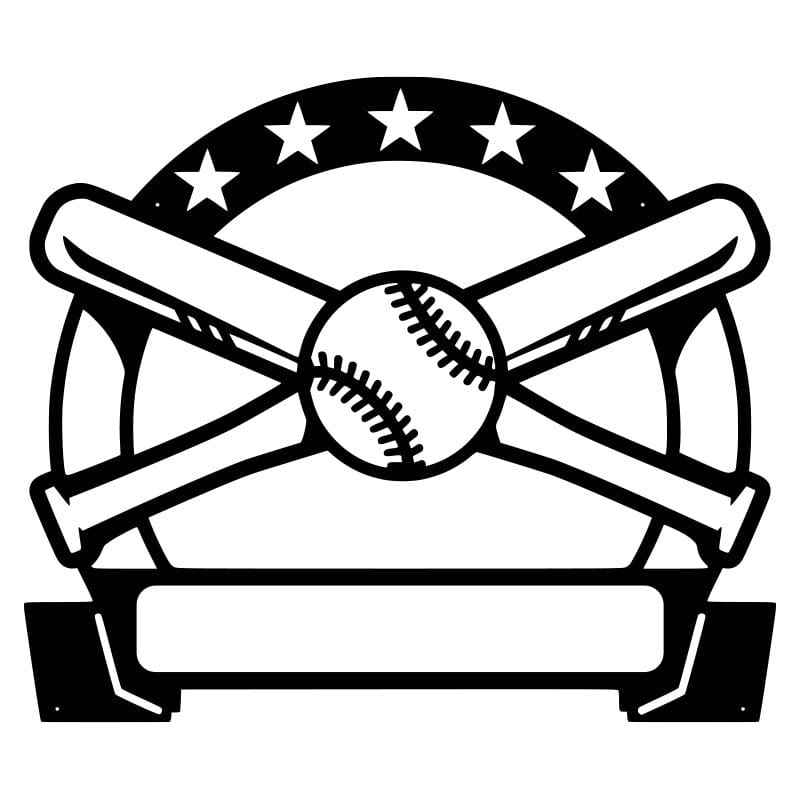 Bat and Baseball Metal Sign