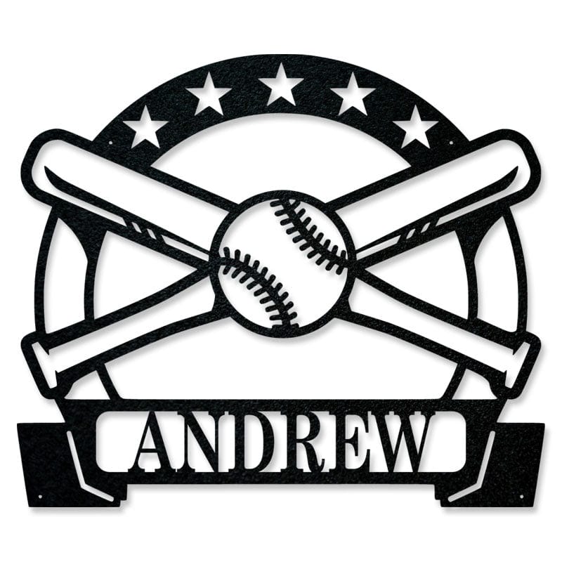 Bat and Baseball Metal Sign