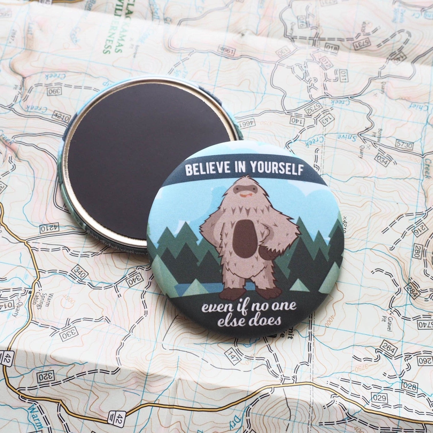 Bigfoot Believe in Yourself Refrigerator Magnet - 2.25"