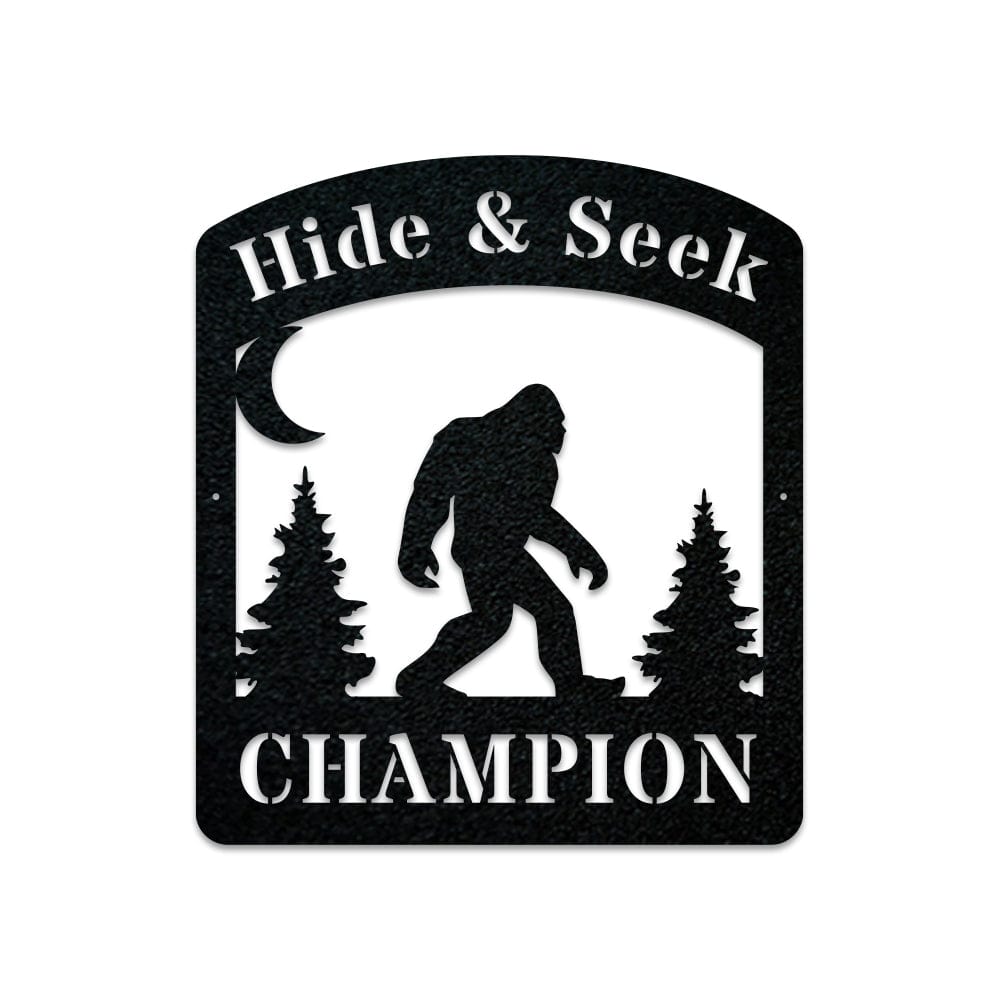 Bigfoot Hide & Seek Champion - Sasquatch Metal Sign