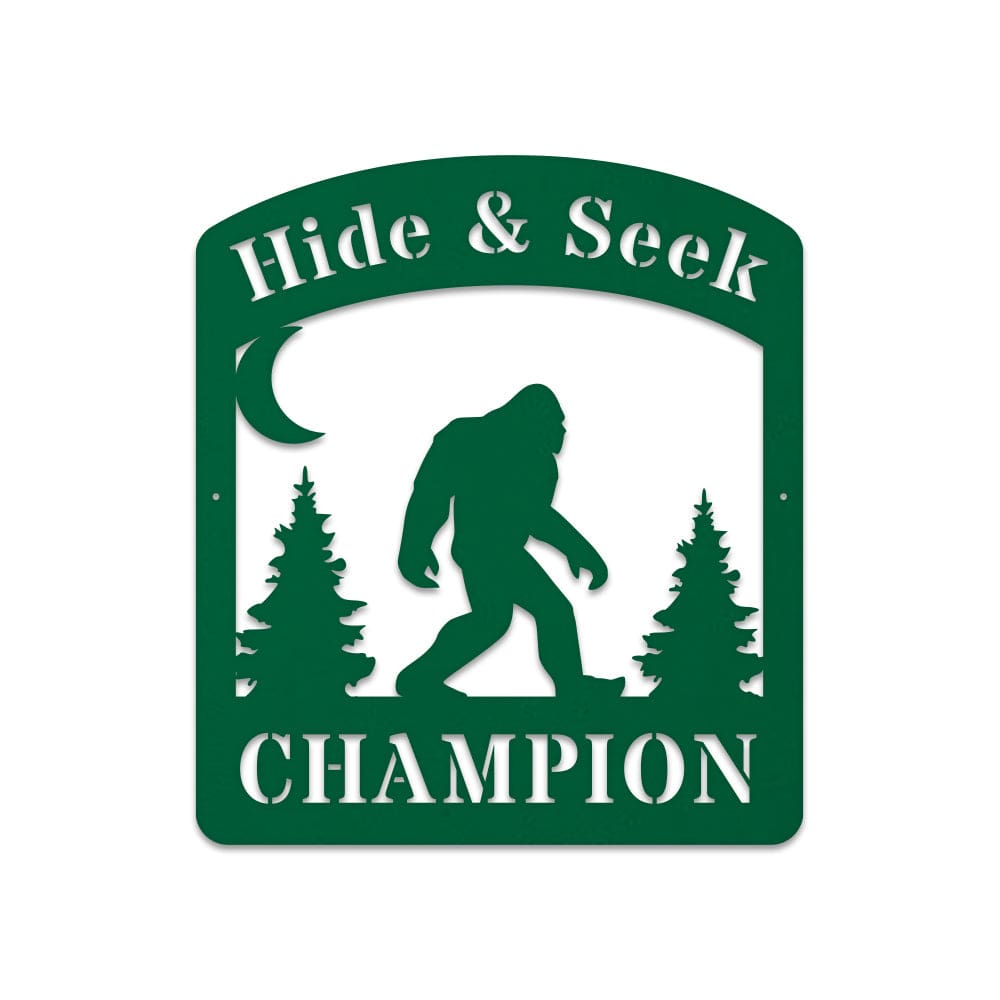 Bigfoot Hide & Seek Champion - Sasquatch Metal Sign