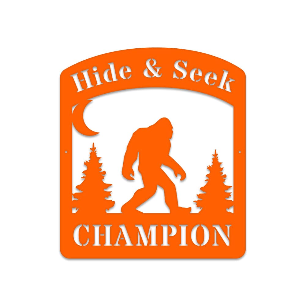 Bigfoot Hide & Seek Champion - Sasquatch Metal Sign