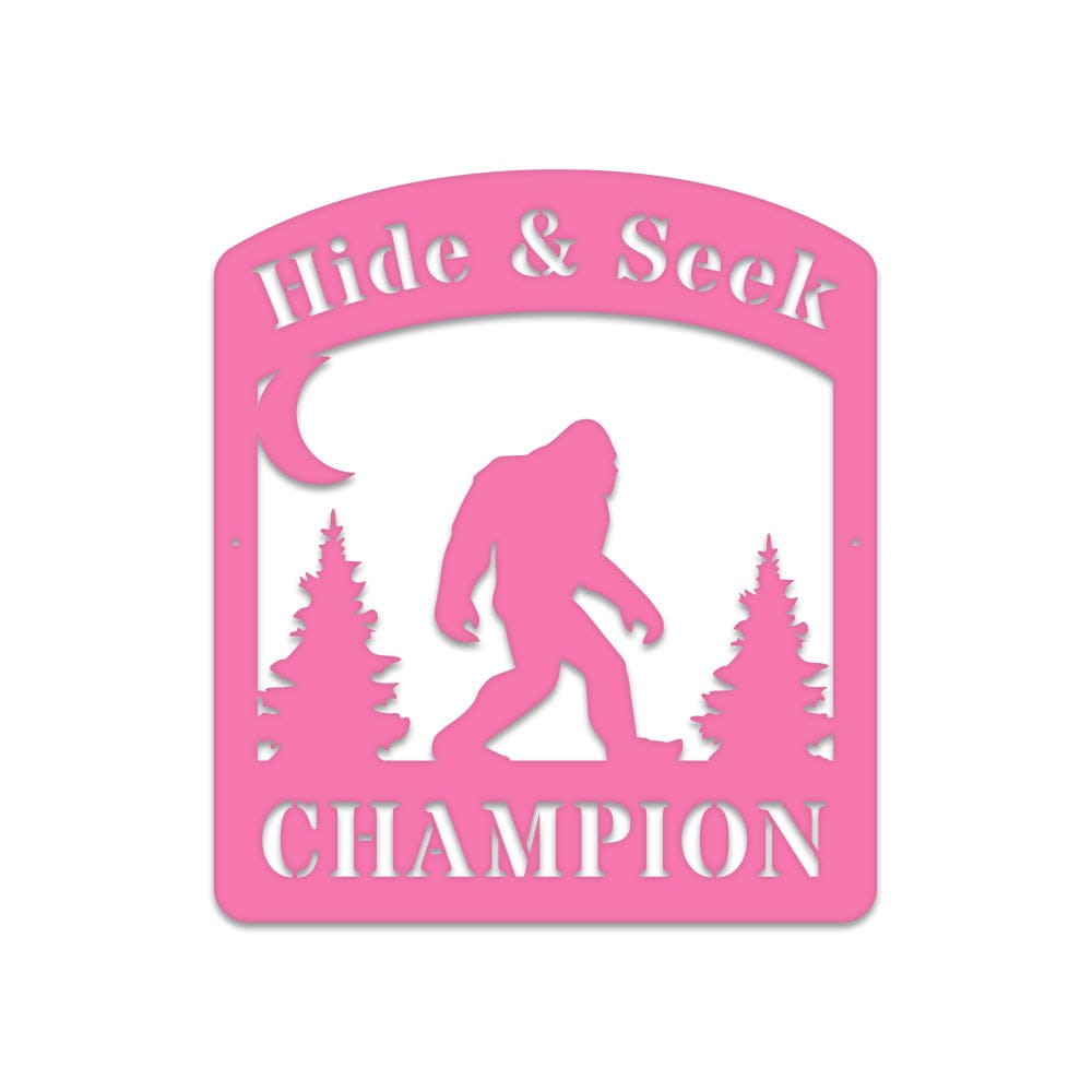 Bigfoot Hide & Seek Champion - Sasquatch Metal Sign