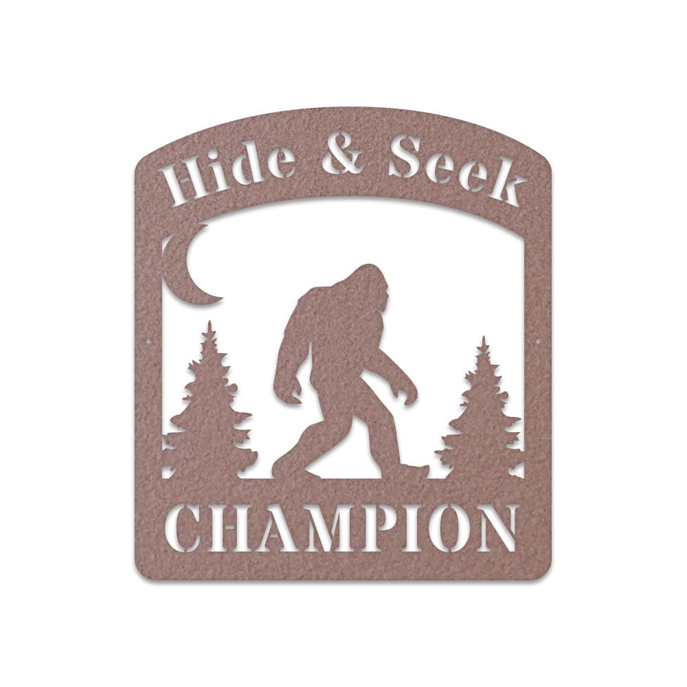 Bigfoot Hide & Seek Champion - Sasquatch Metal Sign