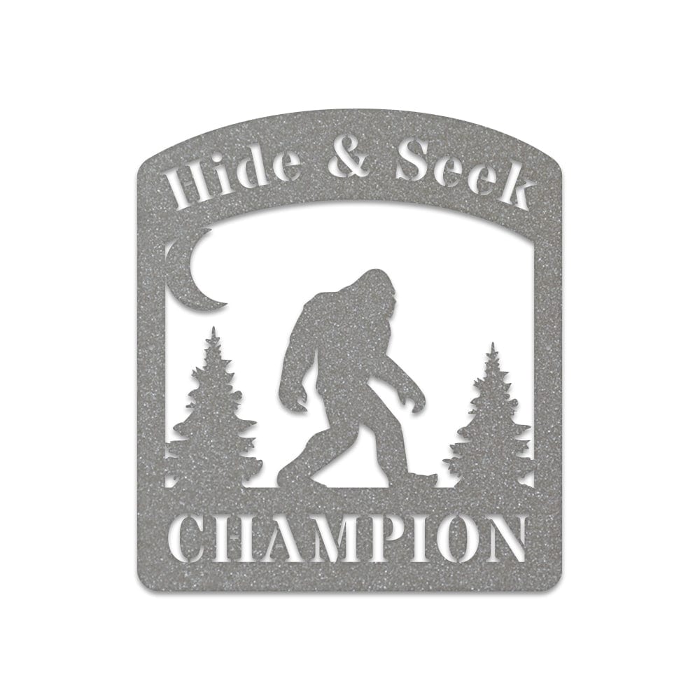 Bigfoot Hide & Seek Champion - Sasquatch Metal Sign
