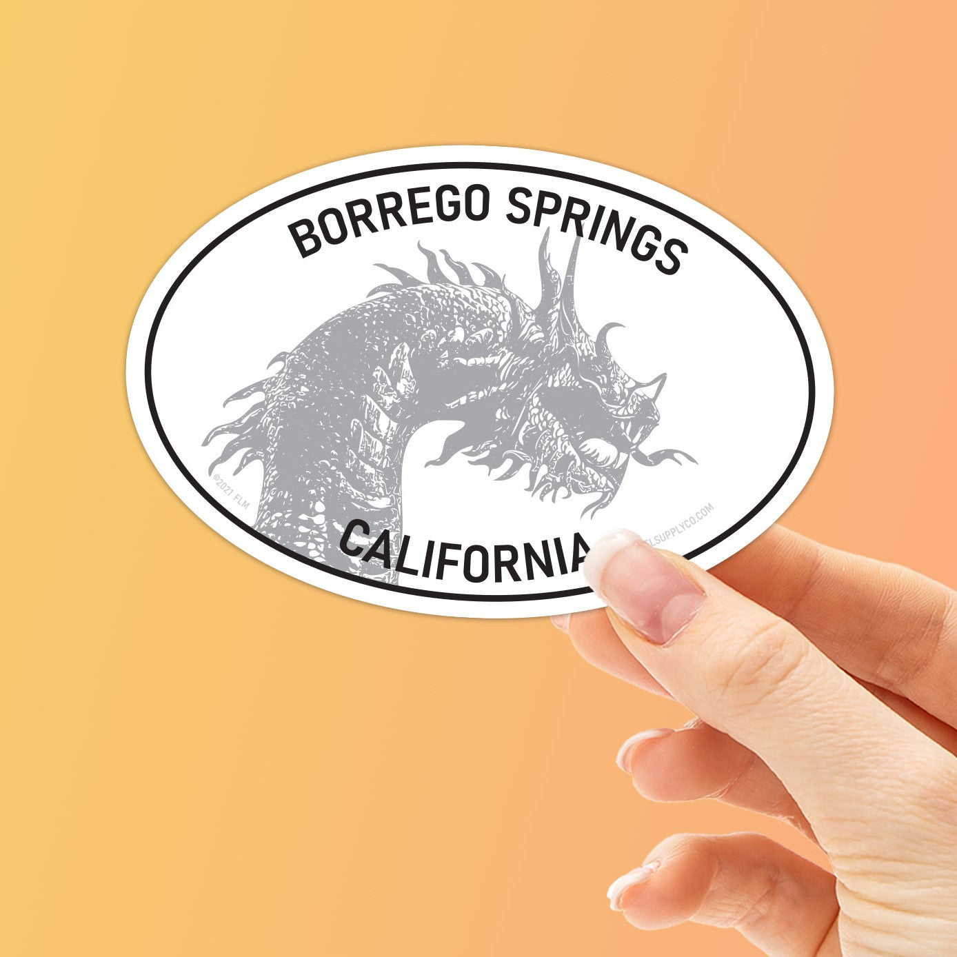 Borrego Springs Dragon White Oval Bumper Sticker