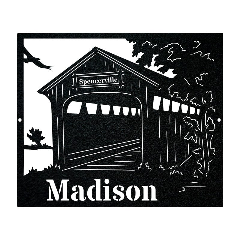 Covered Bridge Sign - Rustic Metal Wall Art | Weather Resistant Home Decor