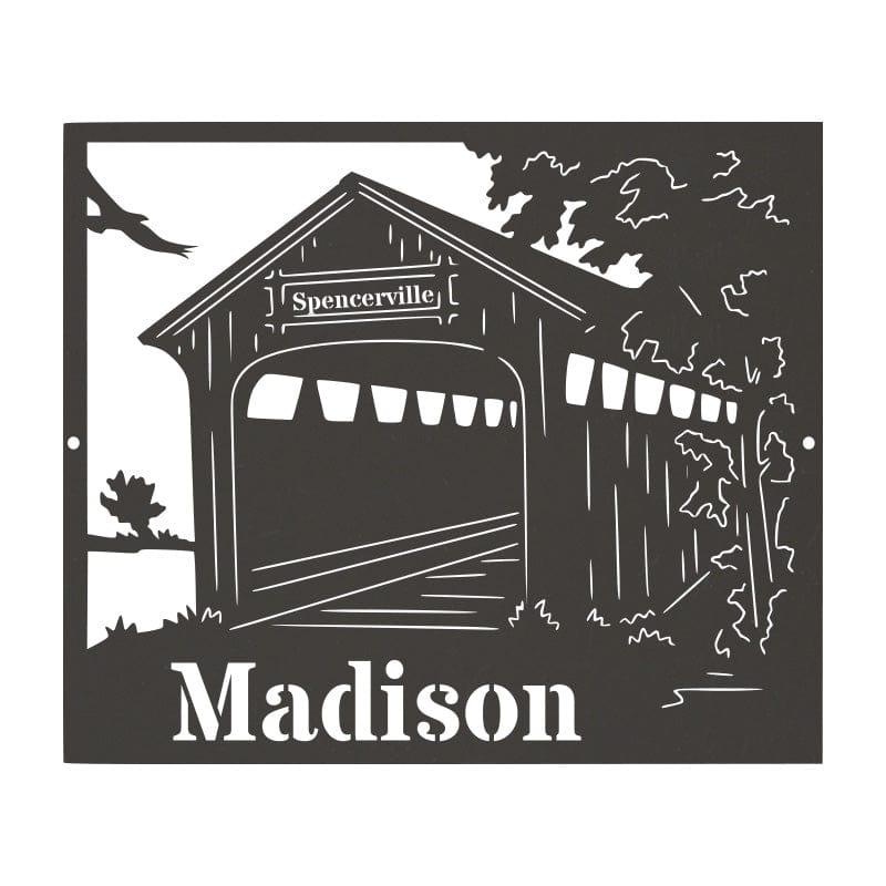 Covered Bridge Sign - Rustic Metal Wall Art | Weather Resistant Home Decor