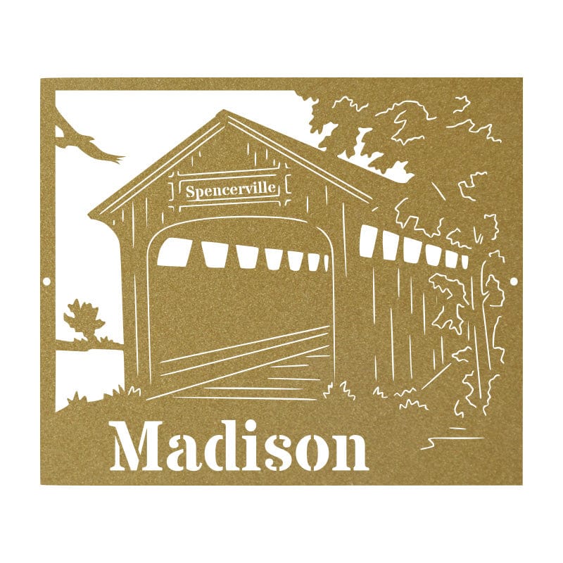 Covered Bridge Sign - Rustic Metal Wall Art | Weather Resistant Home Decor