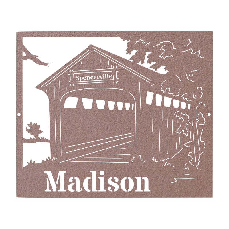 Covered Bridge Sign - Rustic Metal Wall Art | Weather Resistant Home Decor