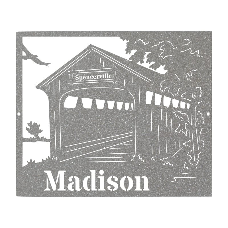 Covered Bridge Sign - Rustic Metal Wall Art | Weather Resistant Home Decor