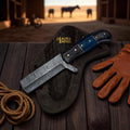 Damascus Bull Cutter Knife for Ranch Work & Butcher Cleaver Use – Pakka Wood Handle