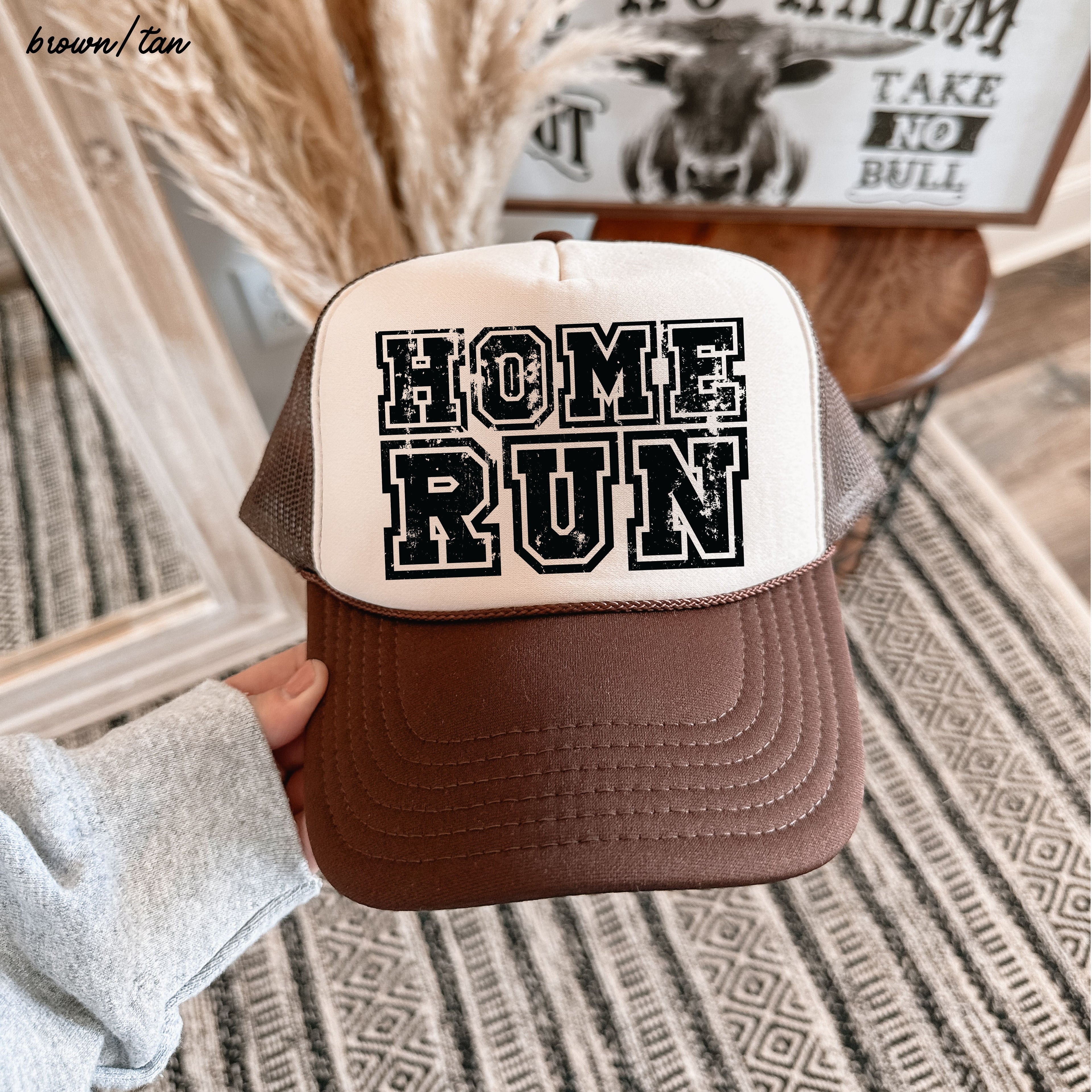 Checkered Home Run Trucker Hat *5 Colors