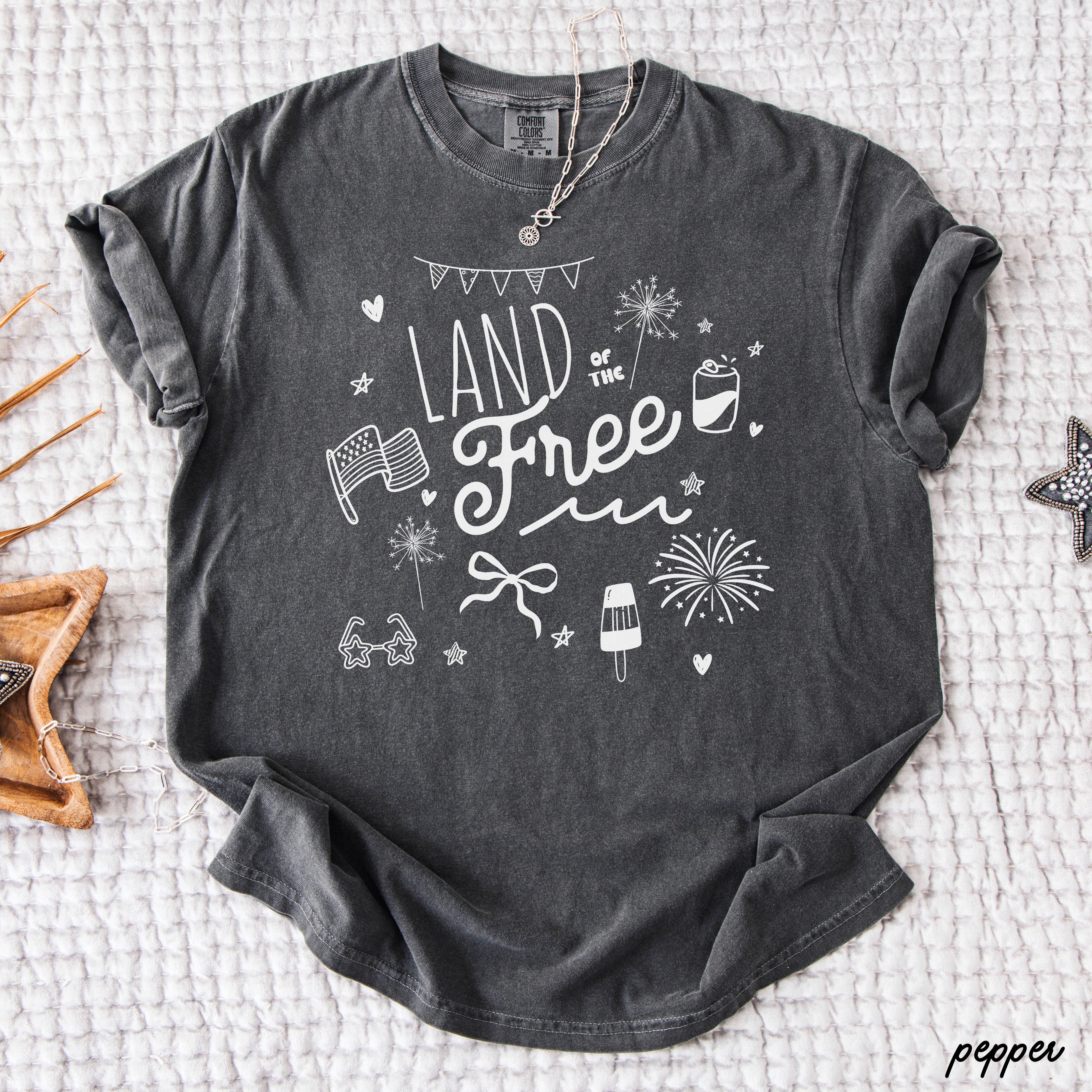 Land of the Free Doodle Tee *8 Colors (S-3X)
