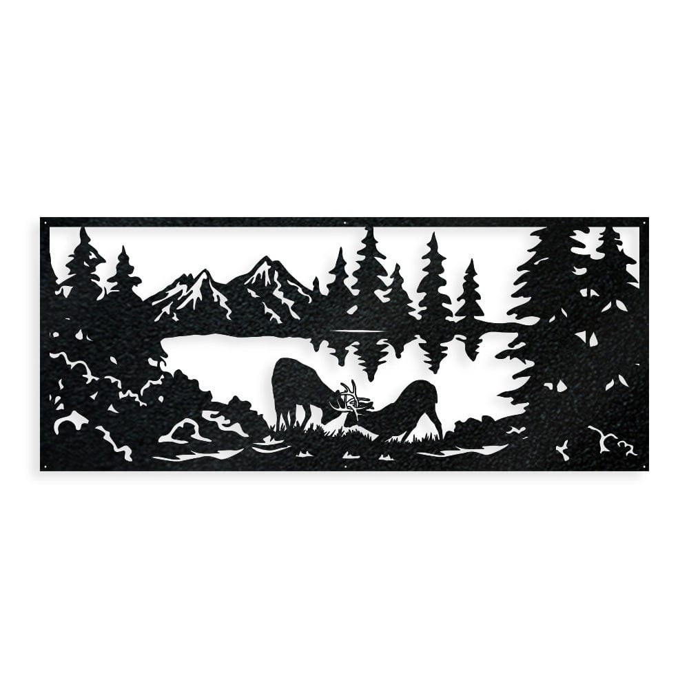 Fighting Deer Scene - Monogram Metal Sign