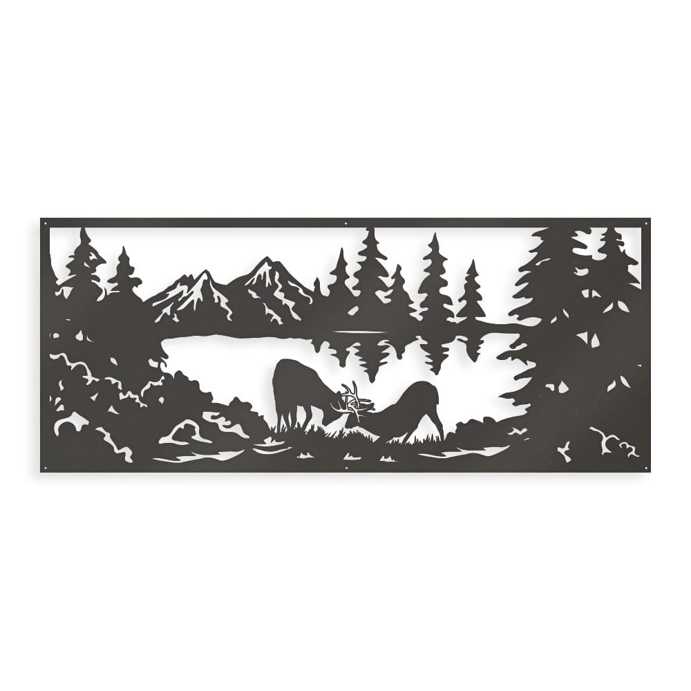 Fighting Deer Scene - Monogram Metal Sign