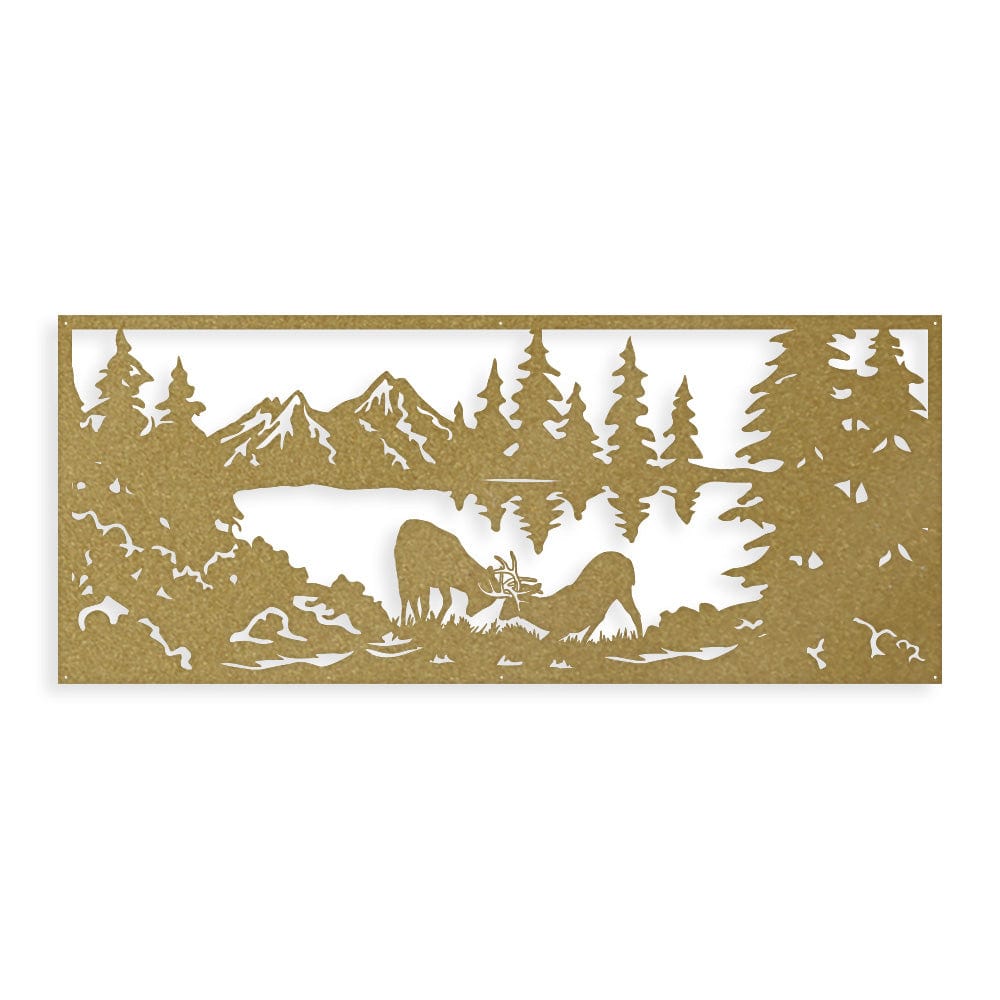 Fighting Deer Scene - Monogram Metal Sign
