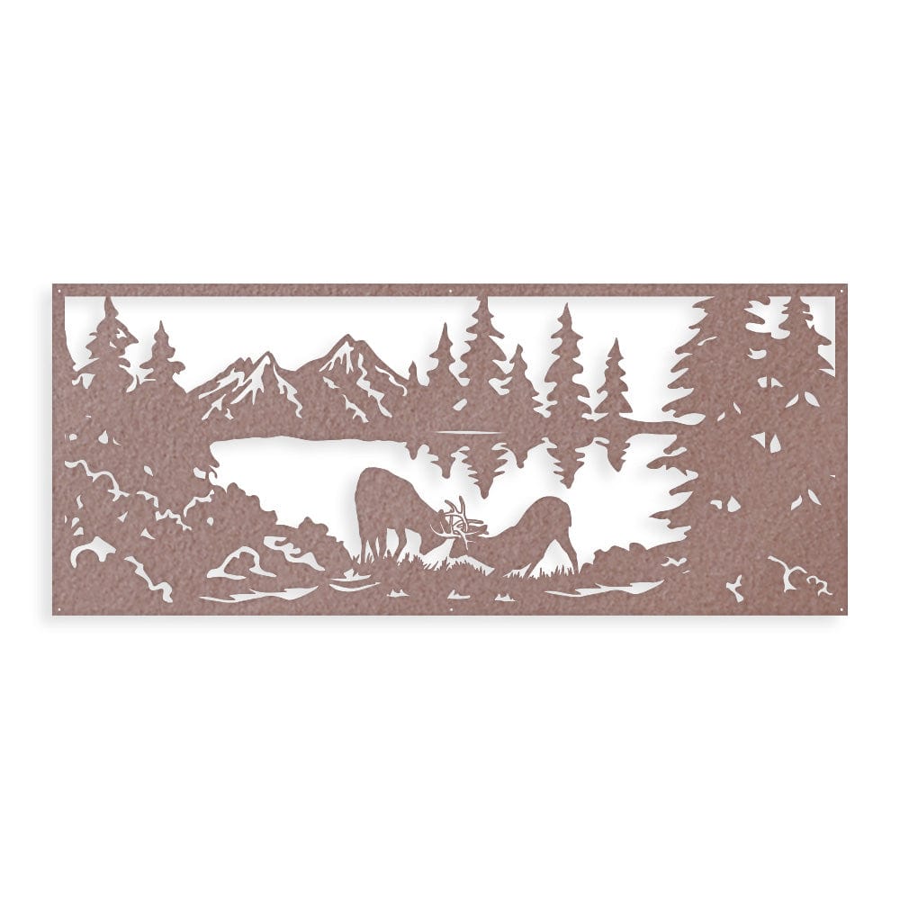 Fighting Deer Scene - Monogram Metal Sign
