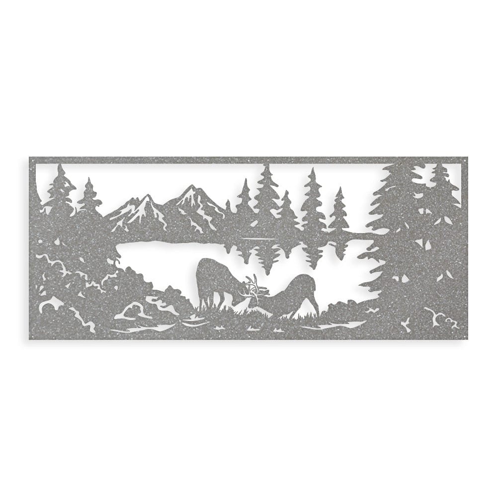 Fighting Deer Scene - Monogram Metal Sign