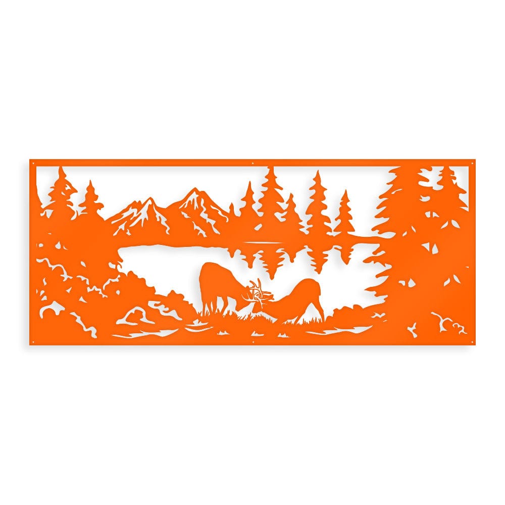 Fighting Deer Scene - Monogram Metal Sign