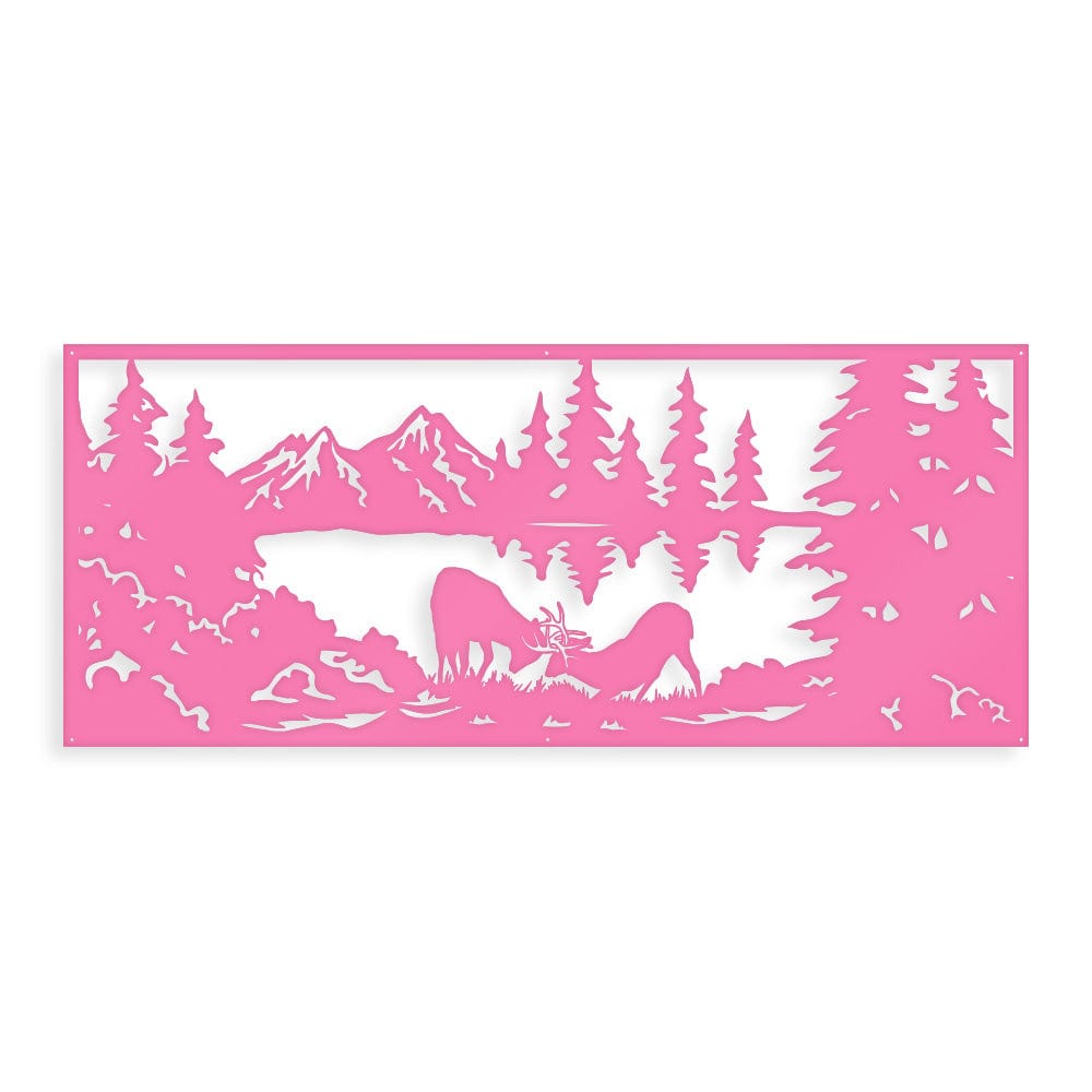 Fighting Deer Scene - Monogram Metal Sign