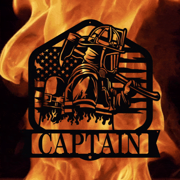 Firefighter Monogram Personalized Metal Sign