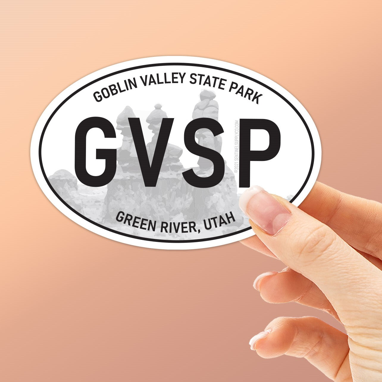 Goblin Valley Utah White Oval Bumper Sticker