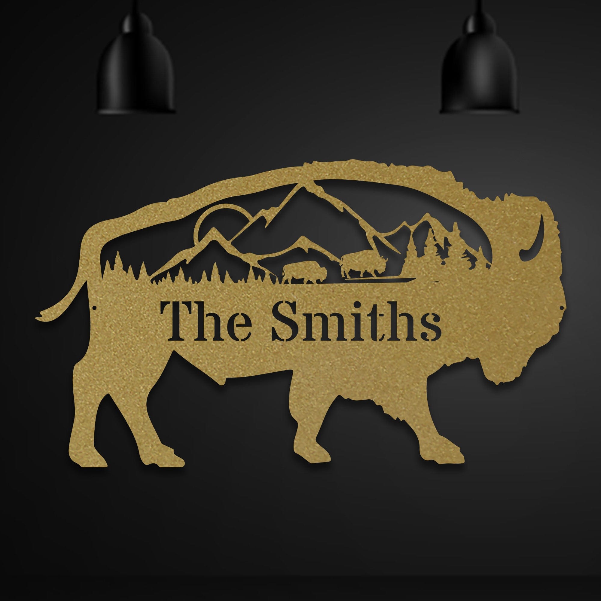 Great Outdoors- Buffalo with Scenery Personalized Metal Sign