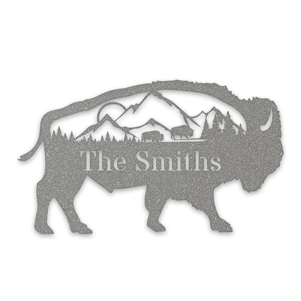 Great Outdoors- Buffalo with Scenery Personalized Metal Sign