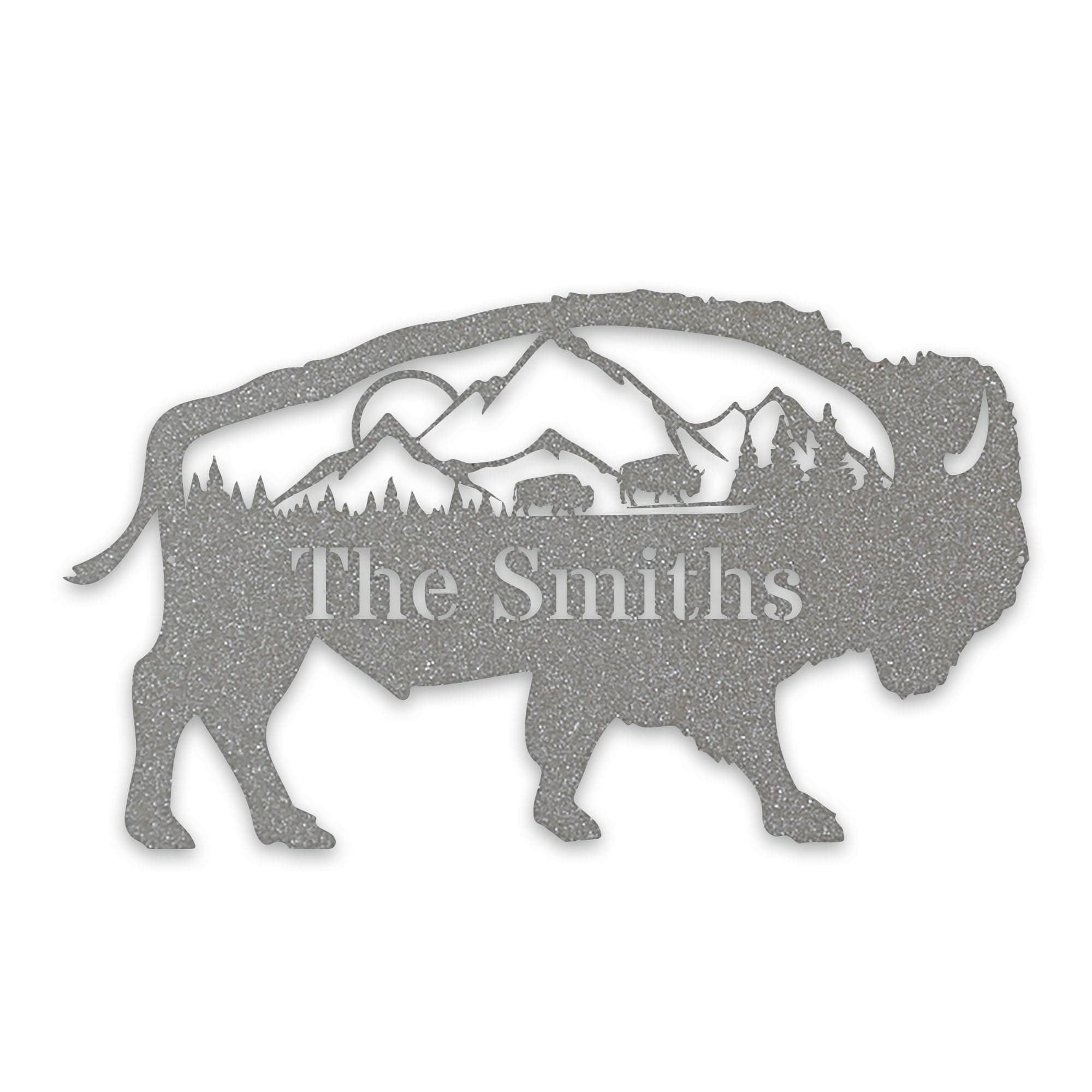 Great Outdoors- Buffalo with Scenery Personalized Metal Sign