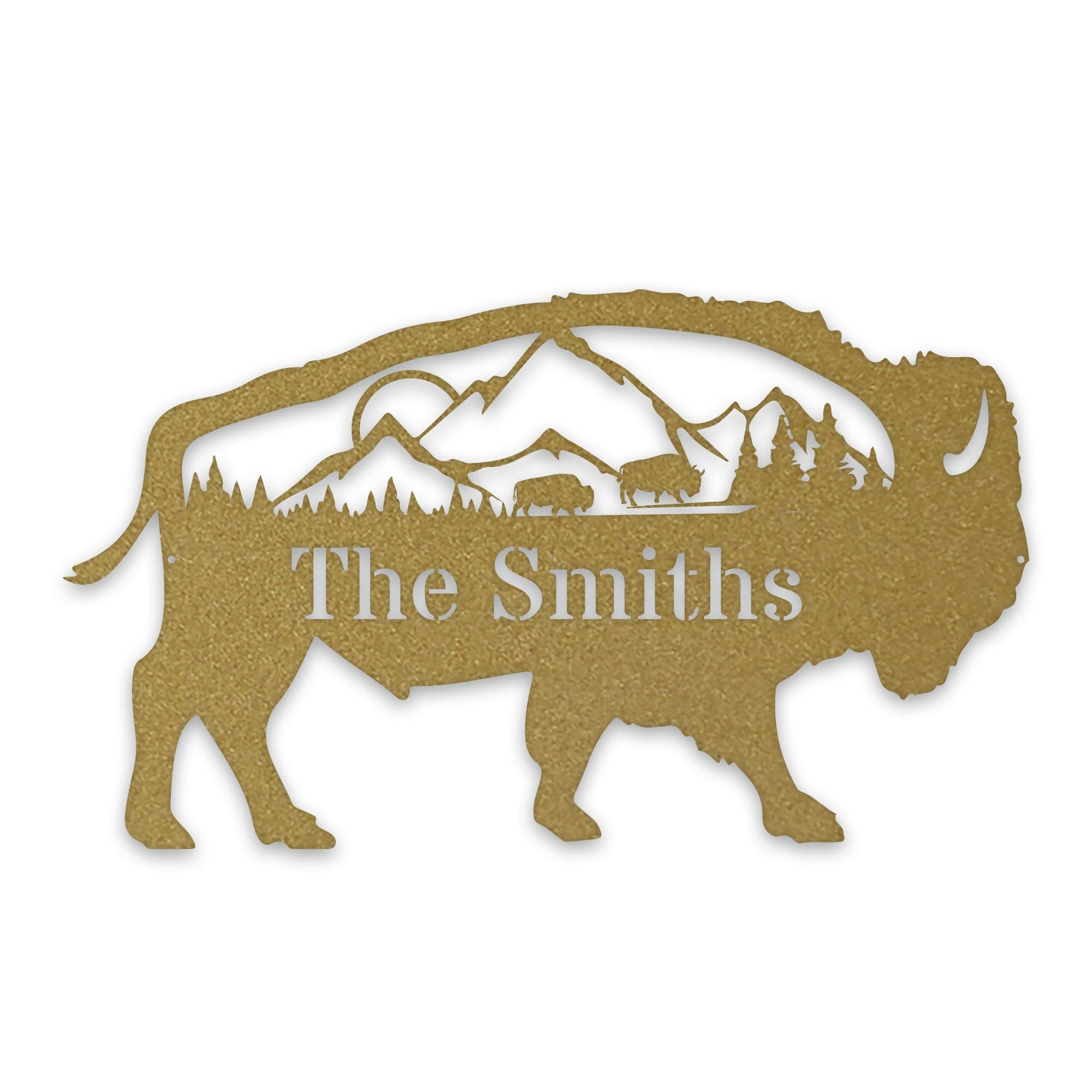 Great Outdoors- Buffalo with Scenery Personalized Metal Sign