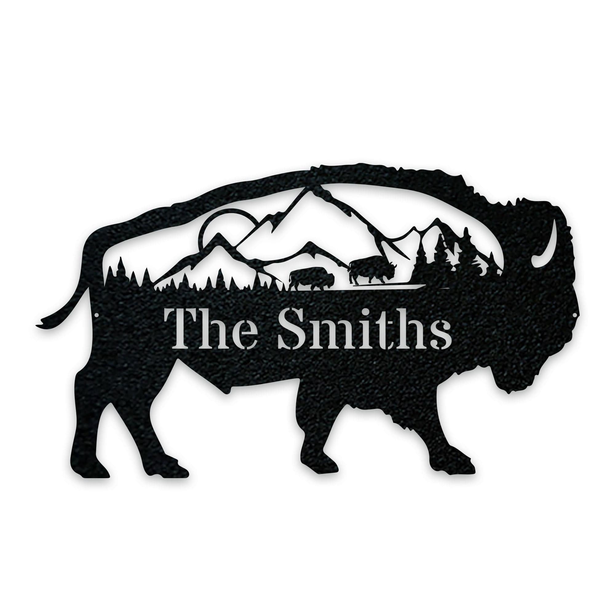 Great Outdoors- Buffalo with Scenery Personalized Metal Sign