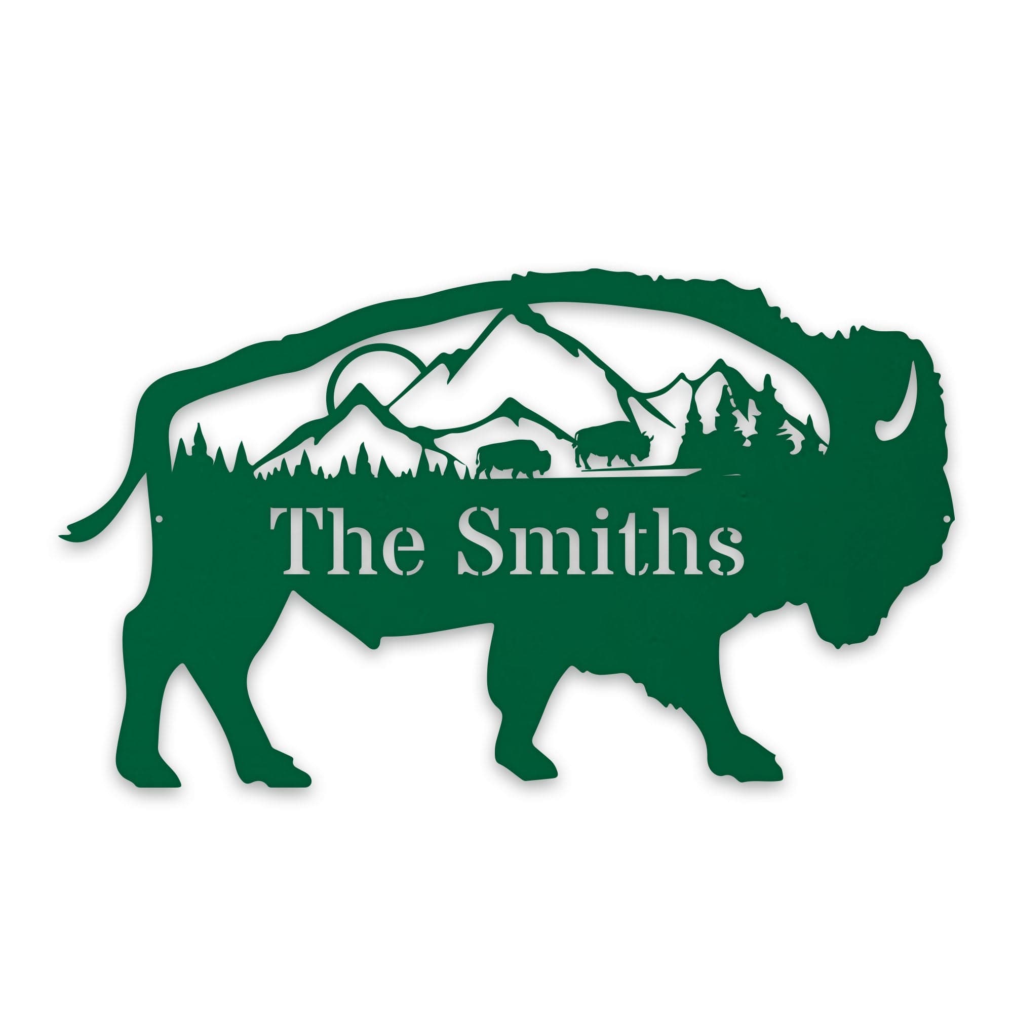 Great Outdoors- Buffalo with Scenery Personalized Metal Sign
