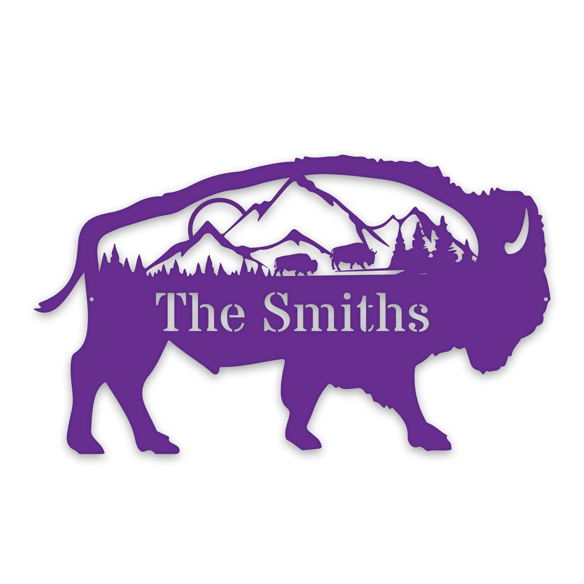 Great Outdoors- Buffalo with Scenery Personalized Metal Sign