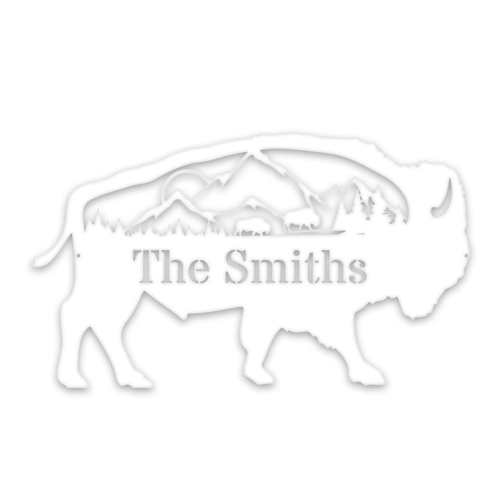 Great Outdoors- Buffalo with Scenery Personalized Metal Sign