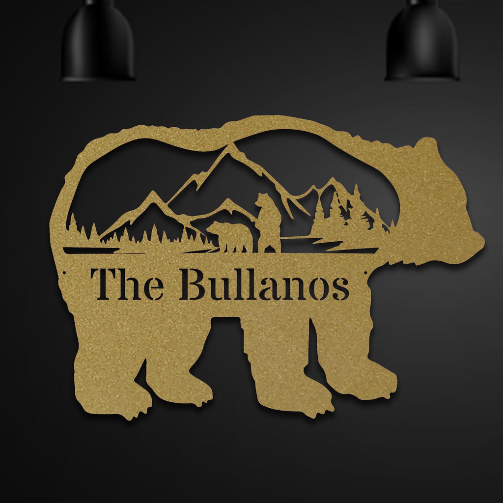 Great Outdoors- Grizzly with Scenery Personalized Metal Sign