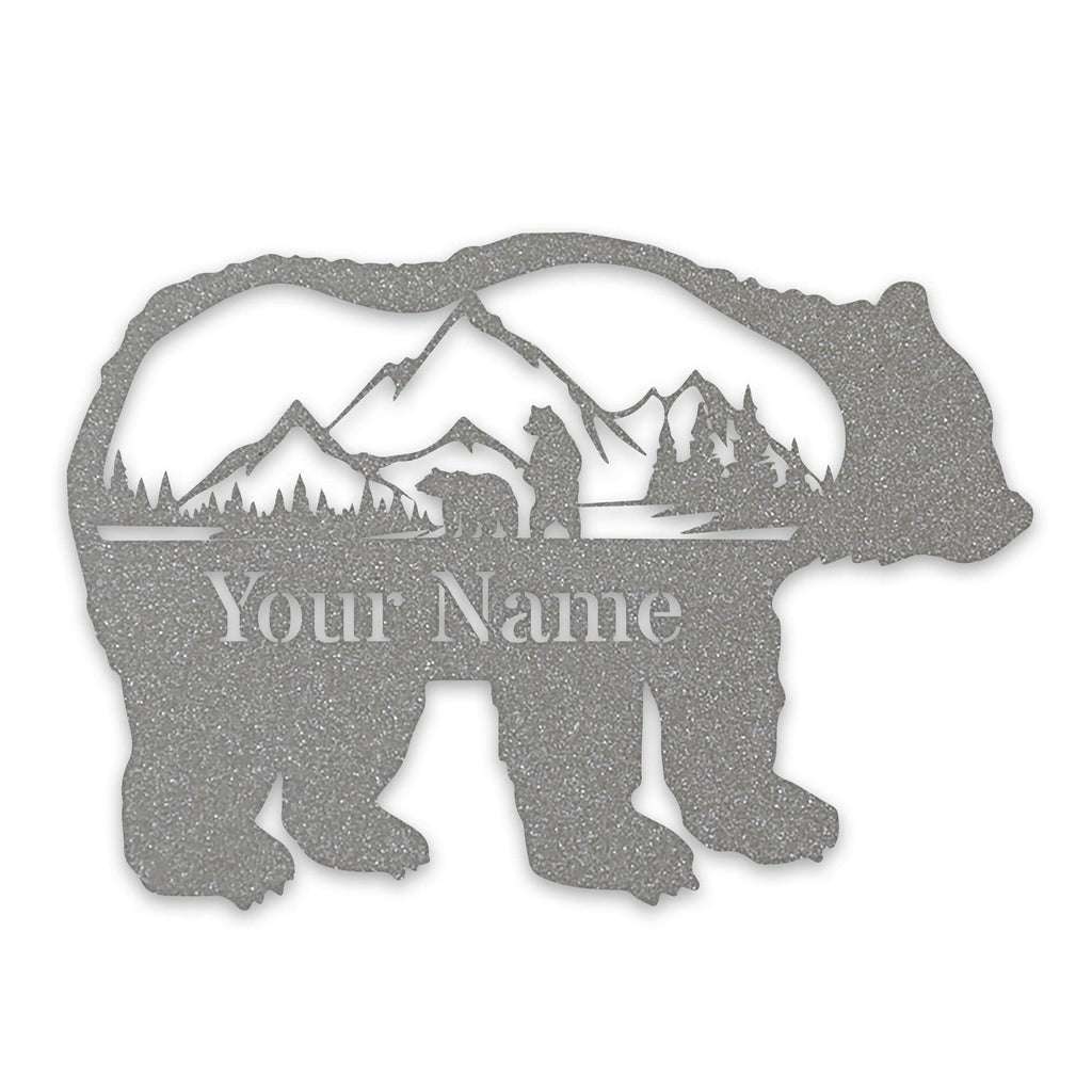 Great Outdoors- Grizzly with Scenery Personalized Metal Sign
