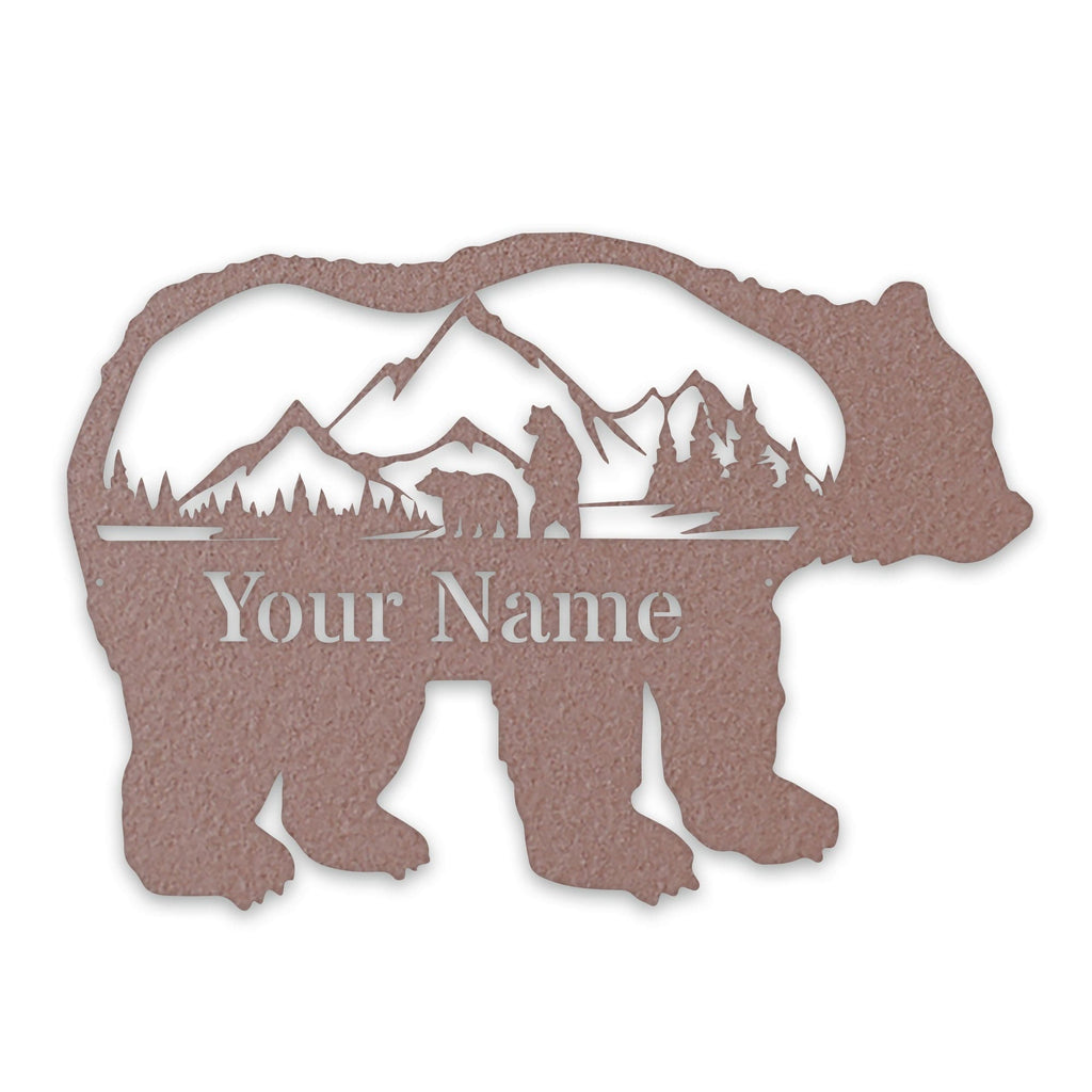 Great Outdoors- Grizzly with Scenery Personalized Metal Sign