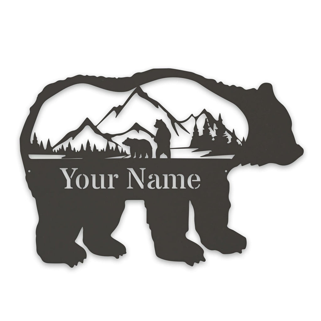 Great Outdoors- Grizzly with Scenery Personalized Metal Sign