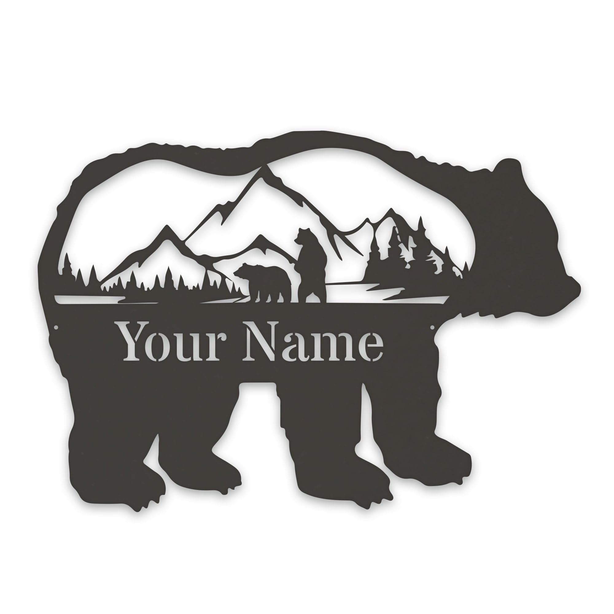Great Outdoors- Grizzly with Scenery Personalized Metal Sign