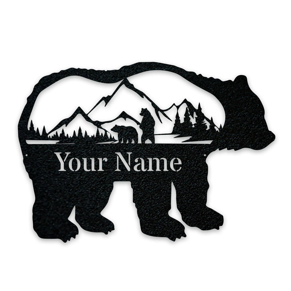 Great Outdoors- Grizzly with Scenery Personalized Metal Sign